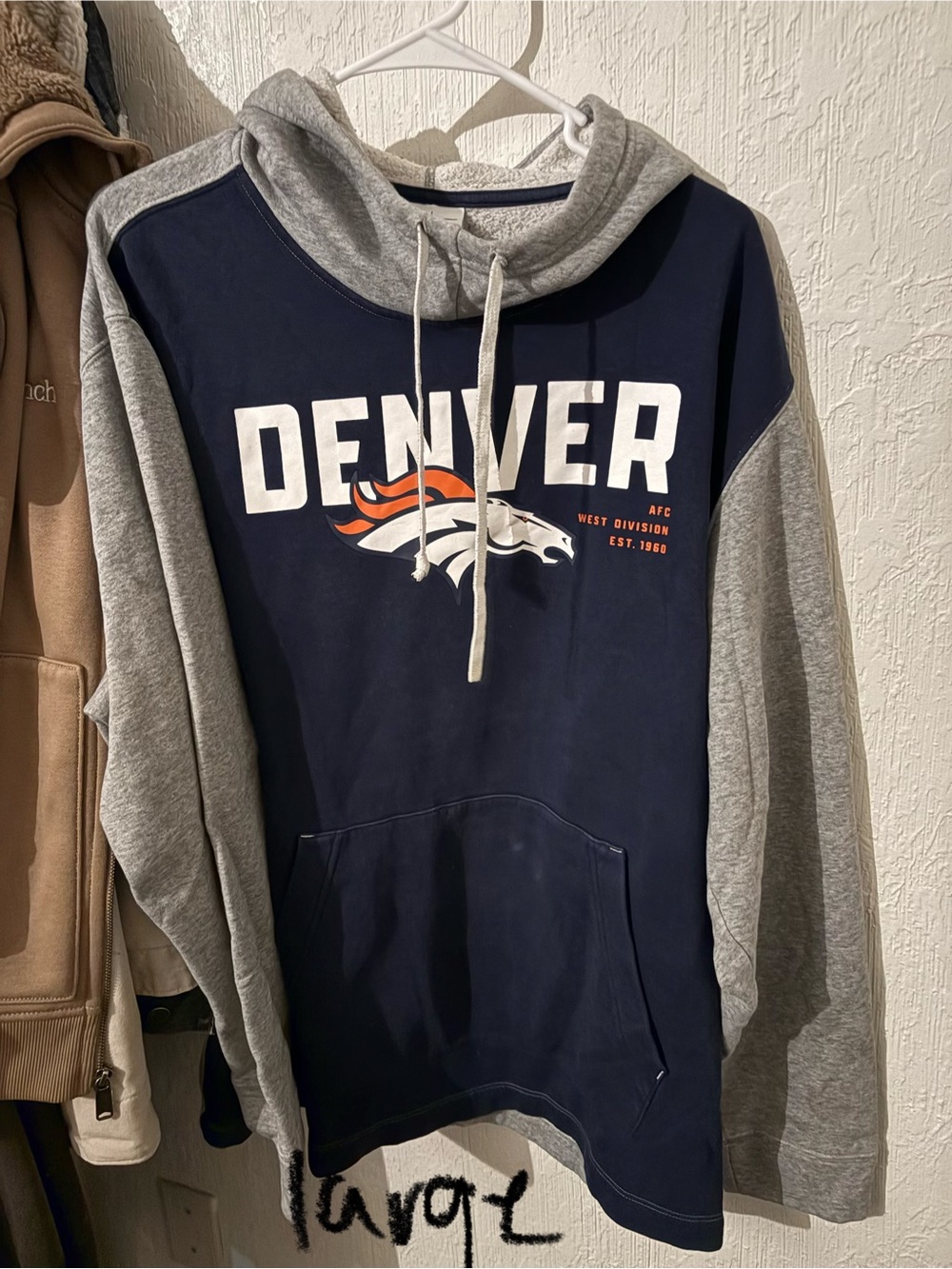 Denver Broncos Navy & Gray Hooded Pullover Sweatshirt